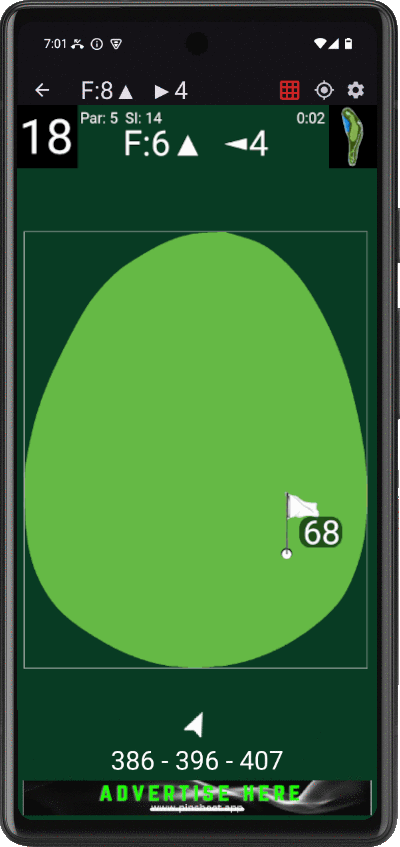 A sponsor banner docked along the bottom of the PinSheet green view